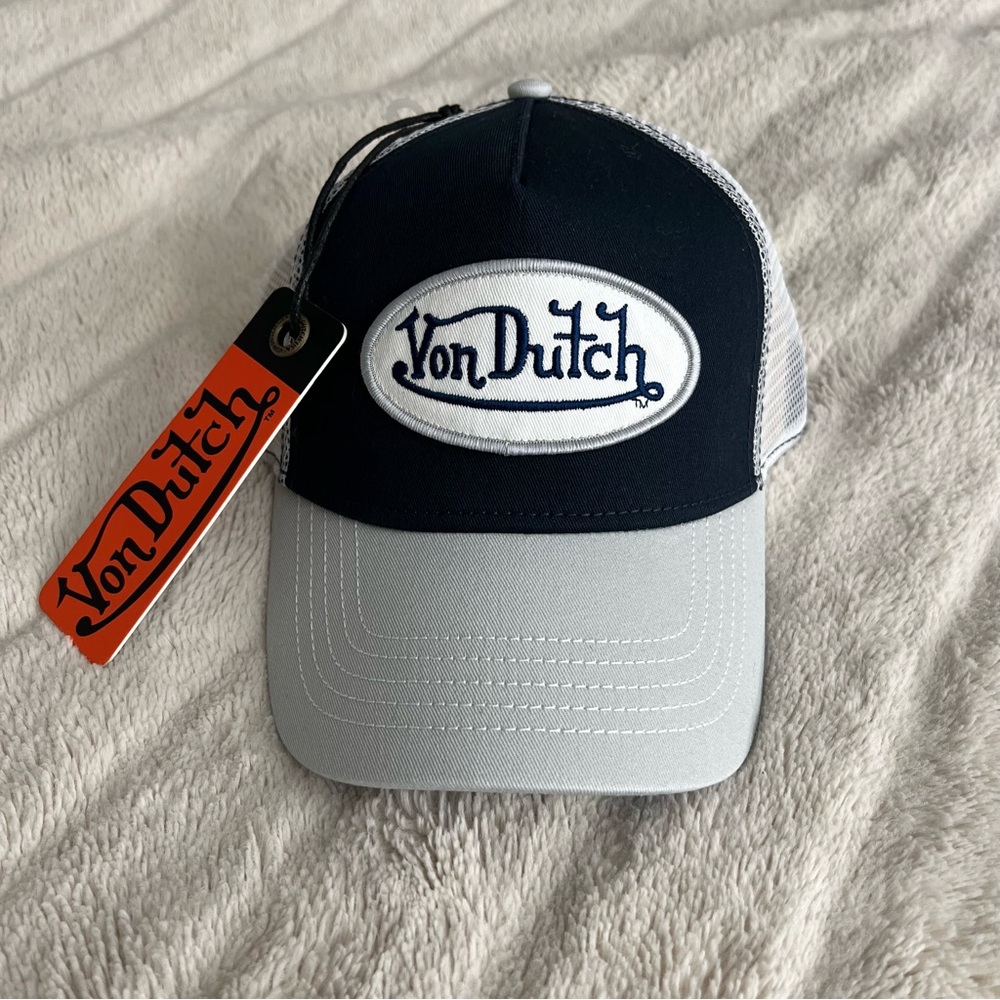 Von Dutch Navy and White Trucker Hat